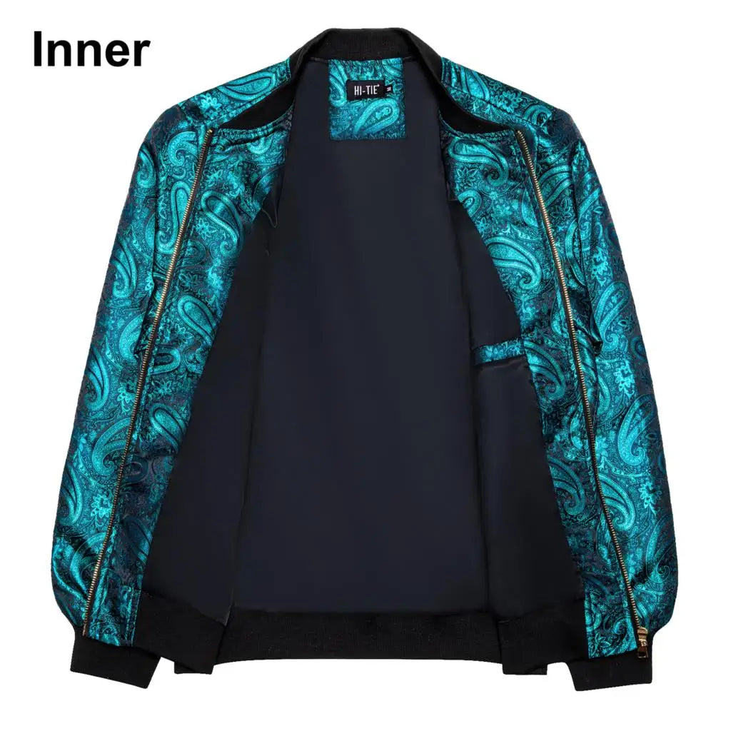 Paisley Jacquard Lightweight Bomber Jacket – Men's Casual Streetwear Windbreaker