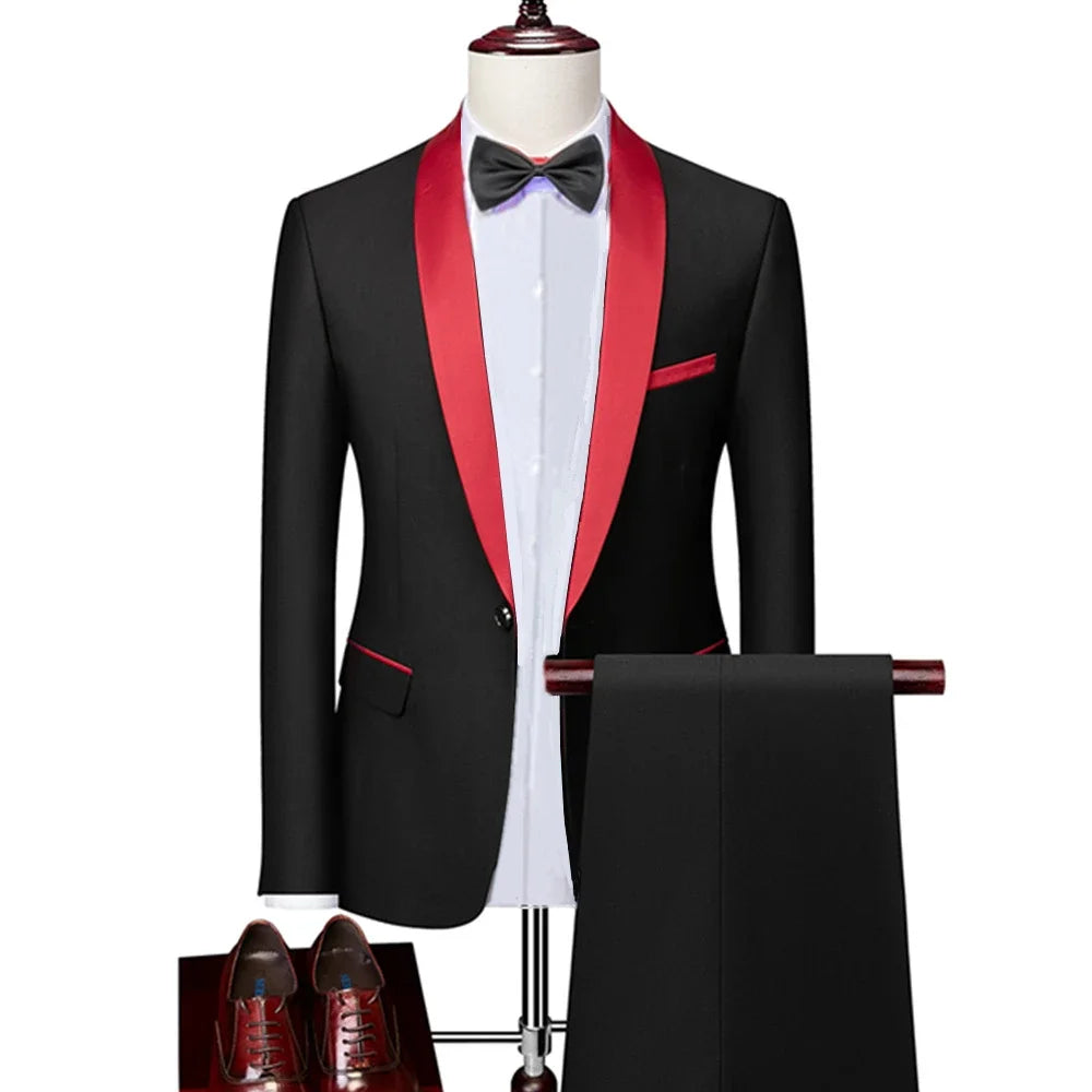 Men's Skinny Fit 3-Piece Tuxedo Suit | Slim Fit Groom & Prom Blazer Set by BlazerBoyz