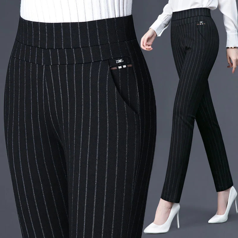 Diamond Stripes High-Waist Pants | Women’s Spring & Summer Office Casual Trousers