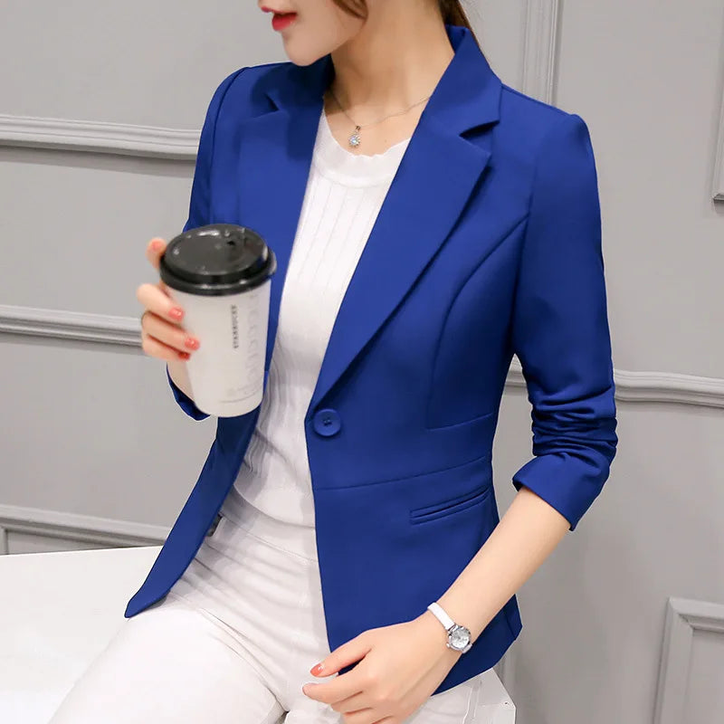 Women’s Notched Blazer | Slim Fit Single Button Office Suit Jacket by BlazerGirlz