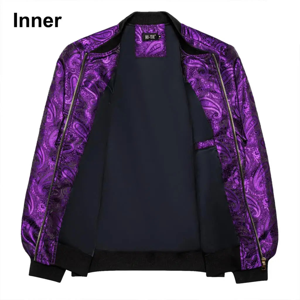 Paisley Jacquard Lightweight Bomber Jacket – Men's Casual Streetwear Windbreaker