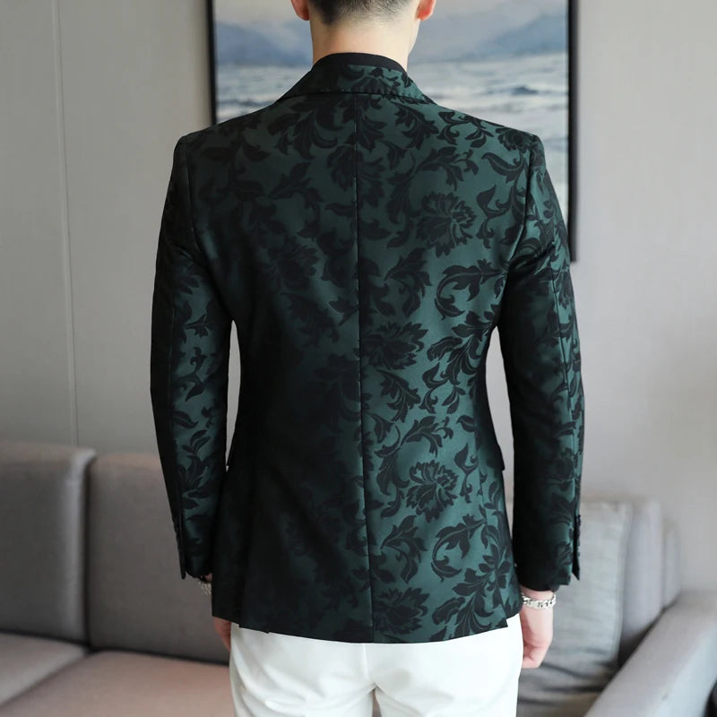 Luxury Print Slim Fit Blazer for Men | Black Suit Jacket for Stage, Party, & Wedding | Sizes 4XL-5XL by BlazerBoyz