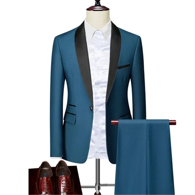 Men's Skinny Fit 3-Piece Tuxedo Suit | Slim Fit Groom & Prom Blazer Set by BlazerBoyz