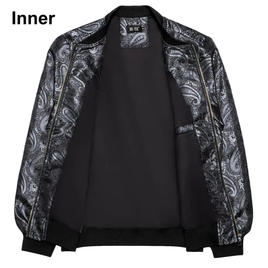 Paisley Jacquard Lightweight Bomber Jacket – Men's Casual Streetwear Windbreaker