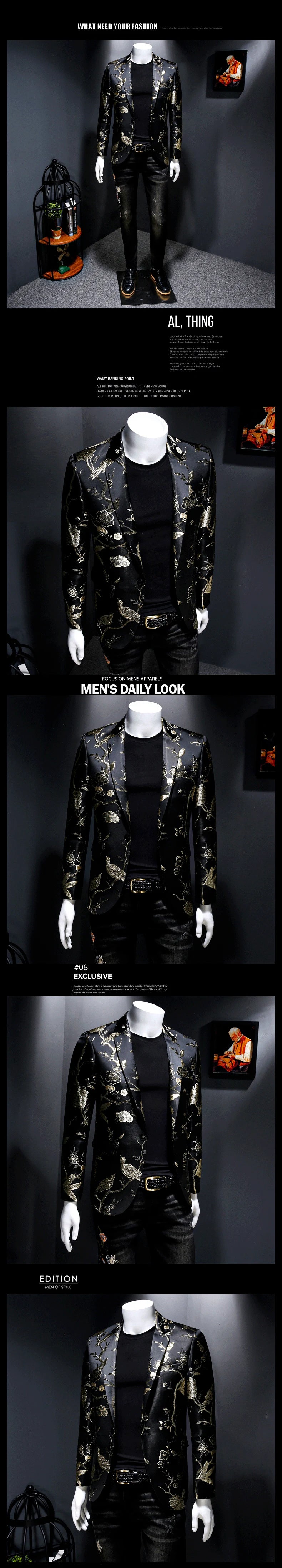 Vintage Luxury Jacquard Blazer for Men | Flower Slim Fit Floral Blazer by BlazerBoyz