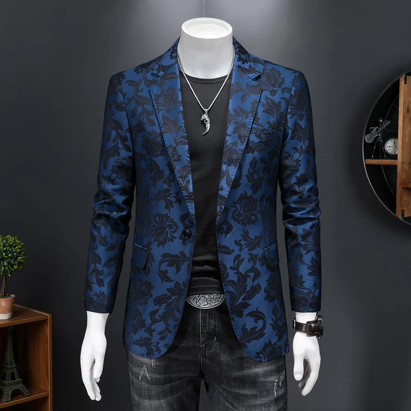 Men’s British Style Jacquard Blazer | Luxury Slim Fit Business Casual Suit by BlazerBoyz