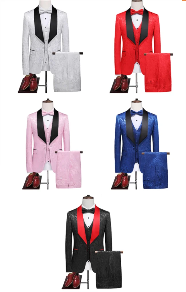 Courtly Charm 3-Piece Suit | Men's Slim Fit Swallowtail Wedding, Office, & Banquet Ensemble