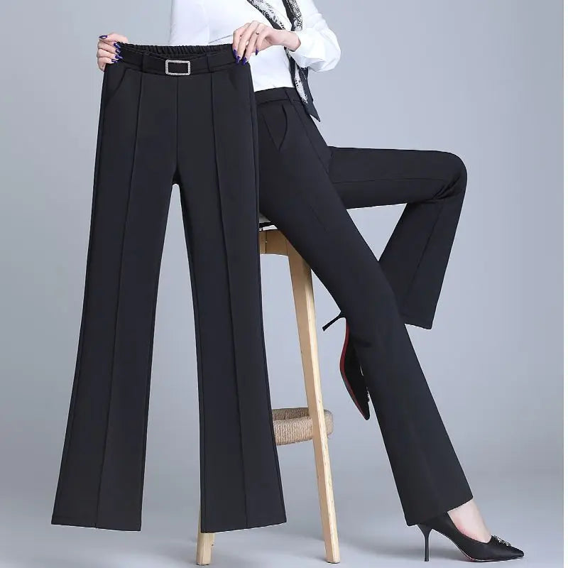 Elegant High-Waist Flare Pants for Women | Office & Casual Trousers by BlazerGirlz