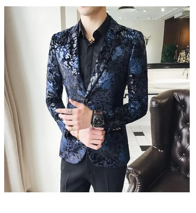 Men’s British Style Slim Fit Blazer | Trendy Print Wedding & Business Jacket by BlazerBoyz