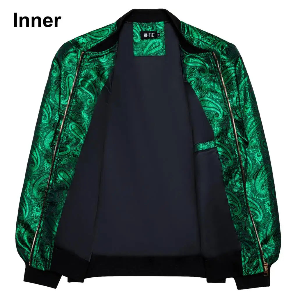 Paisley Jacquard Lightweight Bomber Jacket – Men's Casual Streetwear Windbreaker