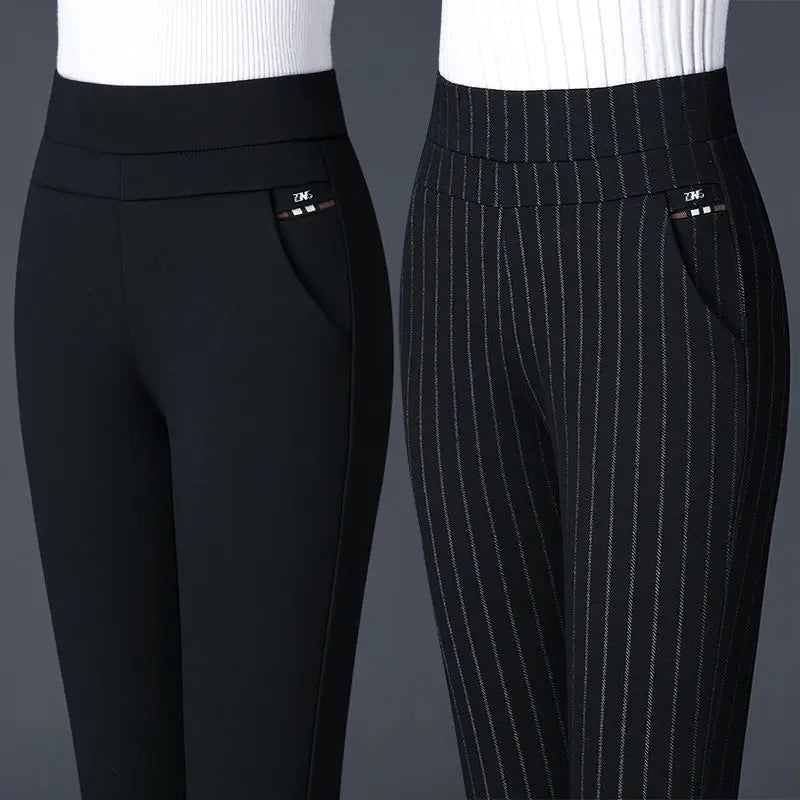 Diamond Stripes High-Waist Pants | Women’s Spring & Summer Office Casual Trousers