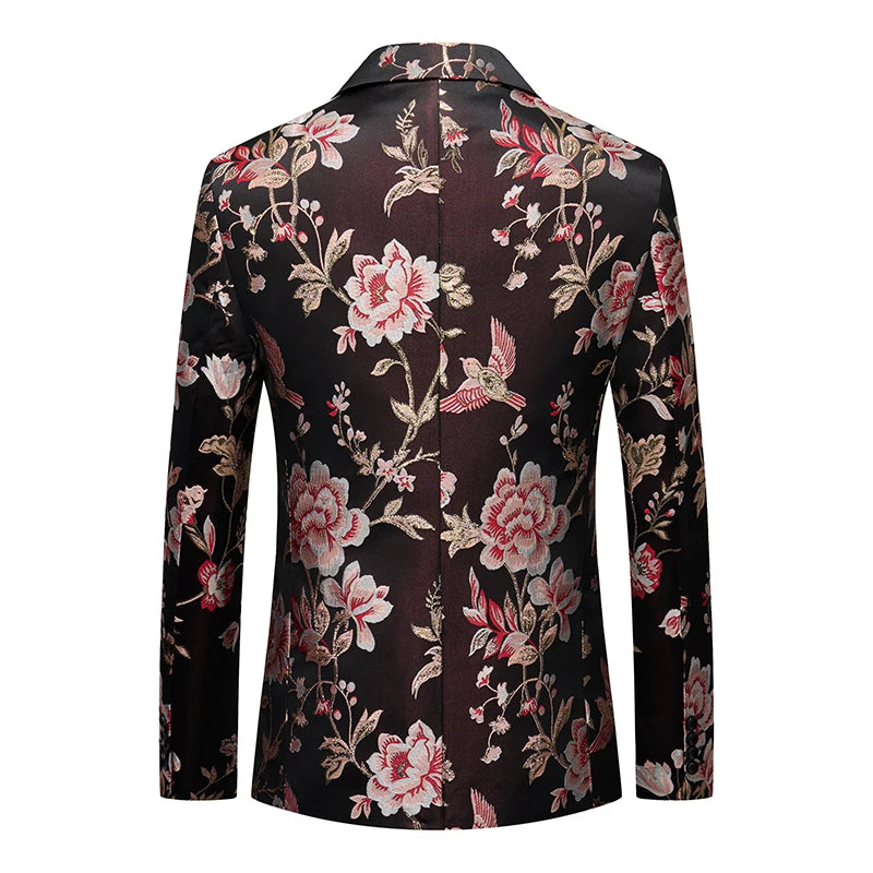 Luxury Peacock Feather Jacquard Blazer | Top-Quality Single Button Men’s Elegant Suit Jacket by BlazerBoyz