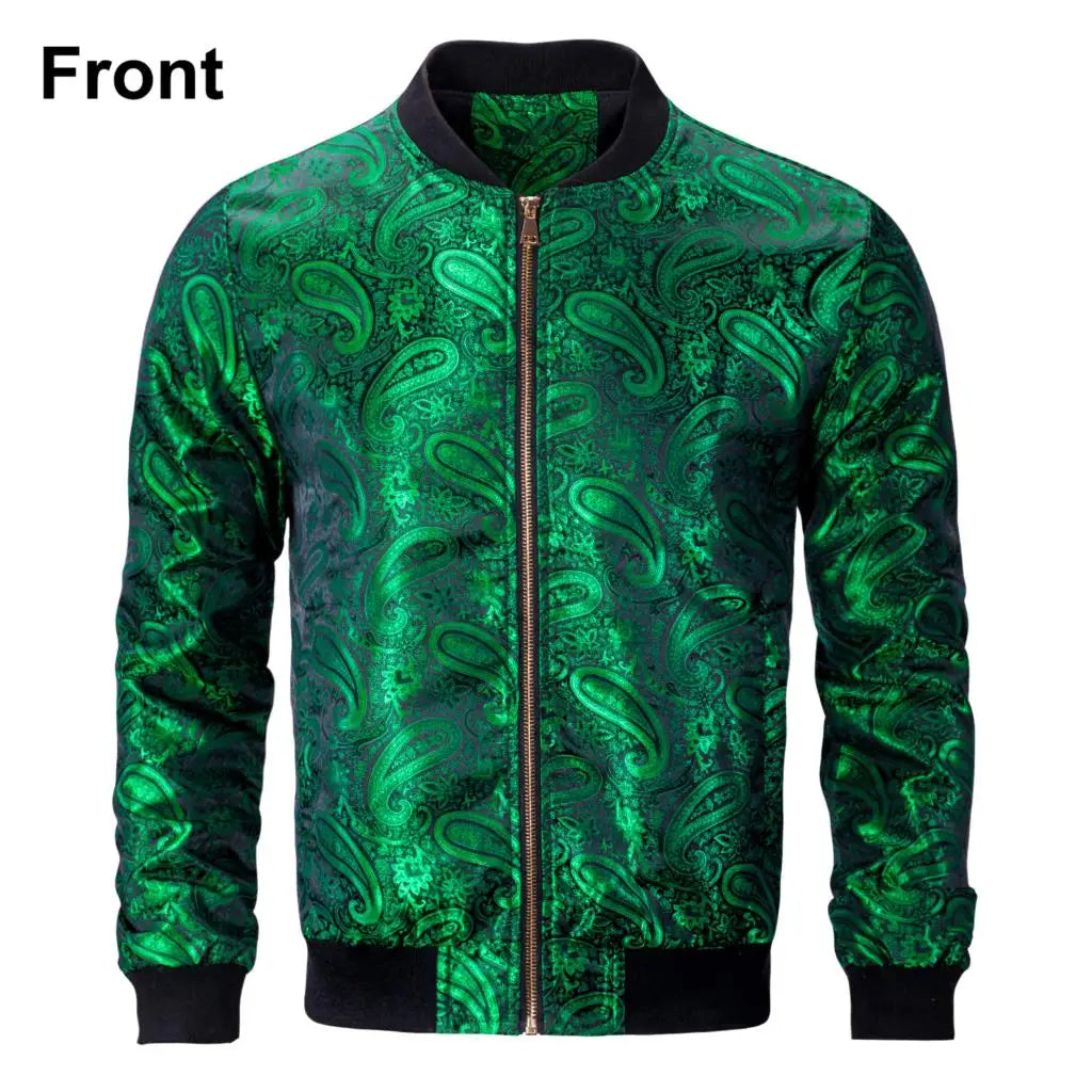 Paisley Jacquard Lightweight Bomber Jacket – Men's Casual Streetwear Windbreaker