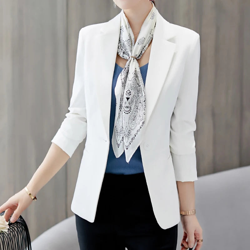 Women’s Notched Blazer | Slim Fit Single Button Office Suit Jacket by BlazerGirlz