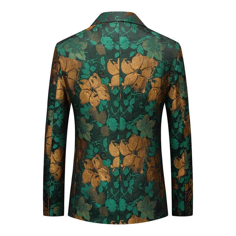 Luxury Peacock Feather Jacquard Blazer | Top-Quality Single Button Men’s Elegant Suit Jacket by BlazerBoyz