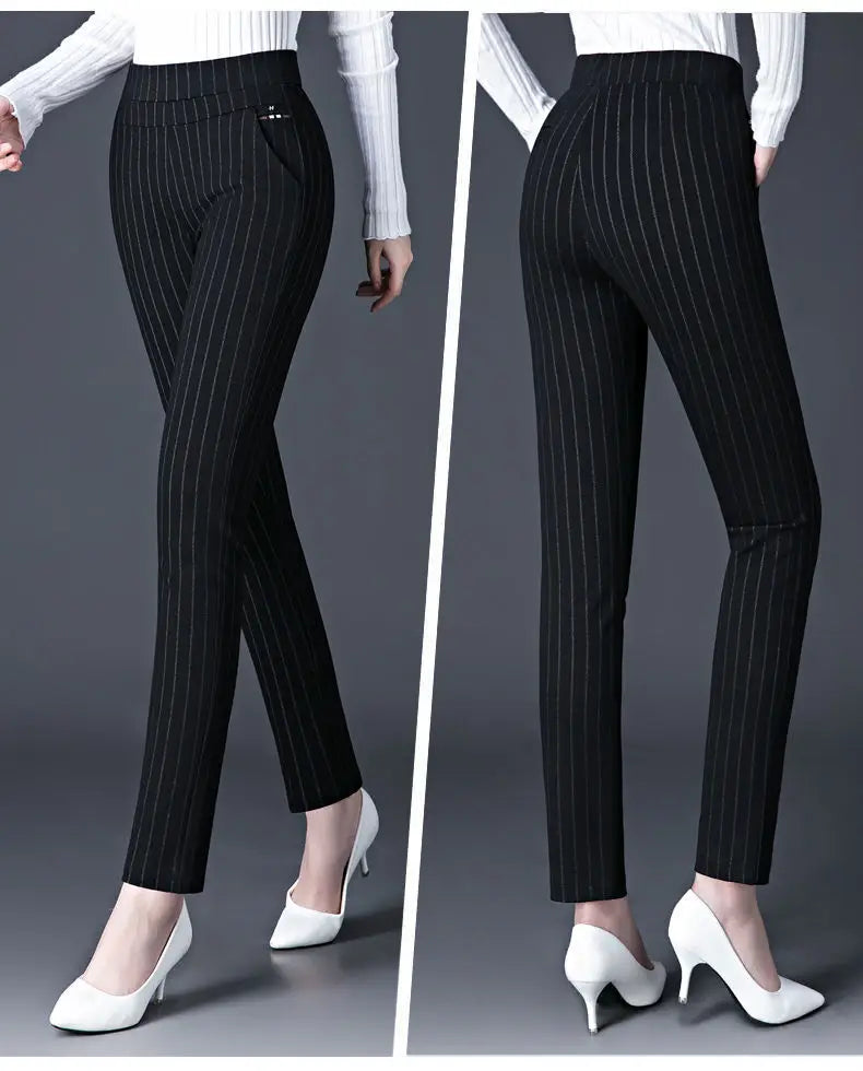 Diamond Stripes High-Waist Pants | Women’s Spring & Summer Office Casual Trousers