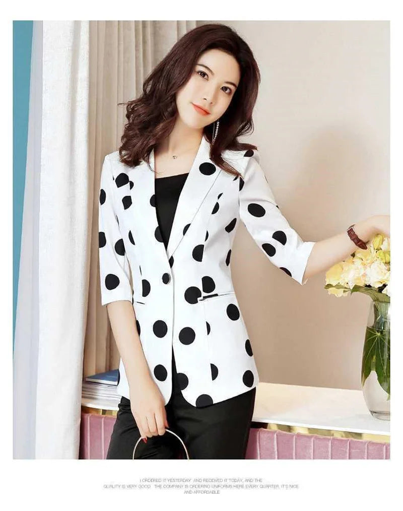 Polka Dot Slim Fit Blazer | Women's Spring & Summer Korean Fashion Jacket by BlazerBoyz