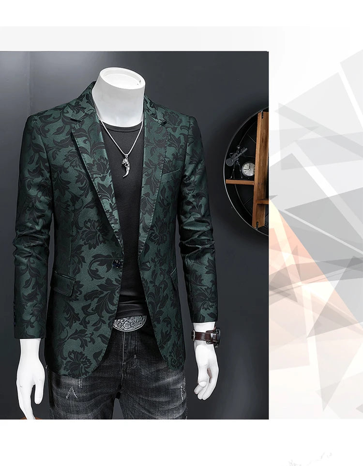 Men’s British Style Jacquard Blazer | Luxury Slim Fit Business Casual Suit by BlazerBoyz