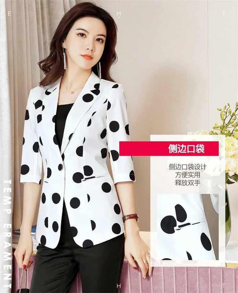 Polka Dot Slim Fit Blazer | Women's Spring & Summer Korean Fashion Jacket by BlazerBoyz