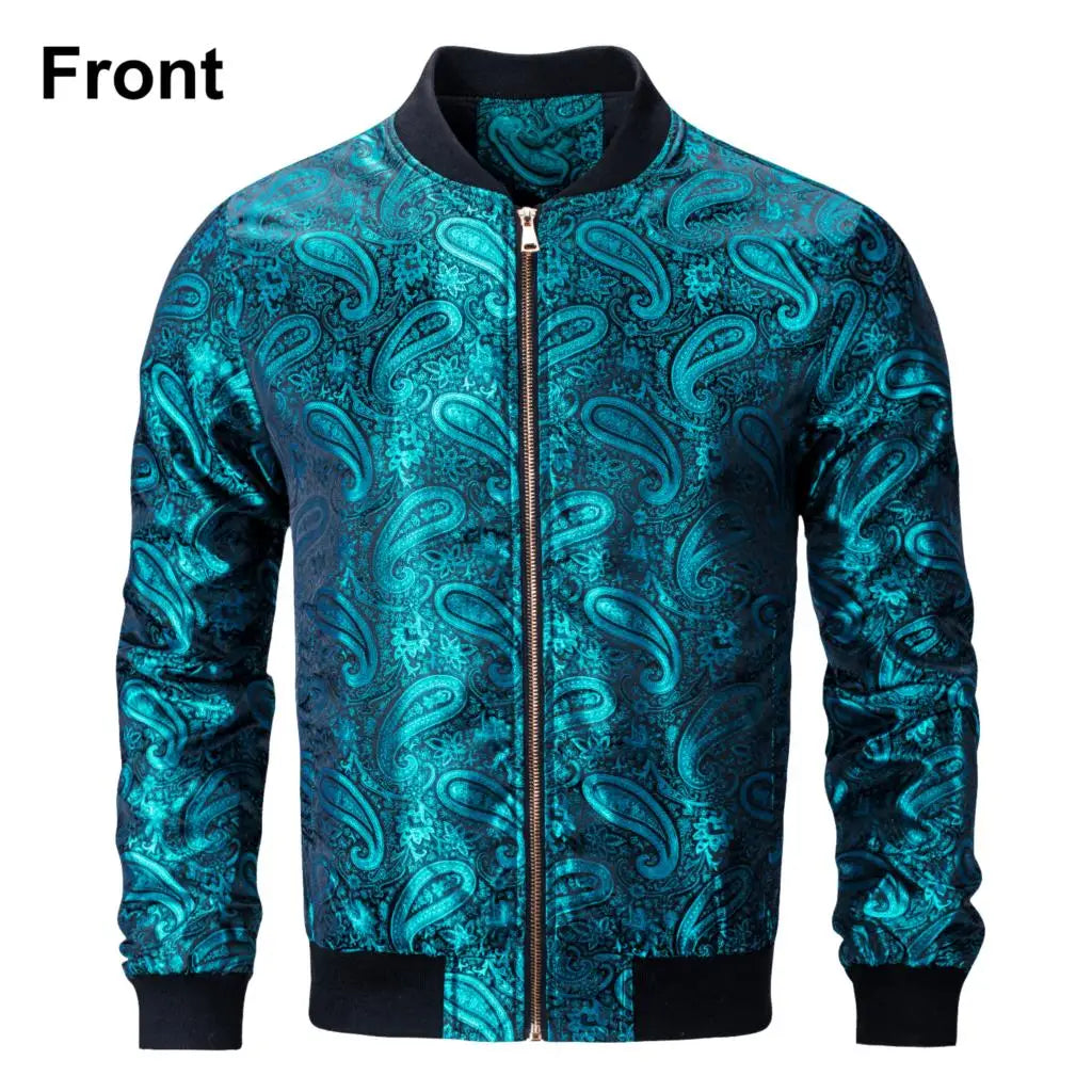 Paisley Jacquard Lightweight Bomber Jacket – Men's Casual Streetwear Windbreaker