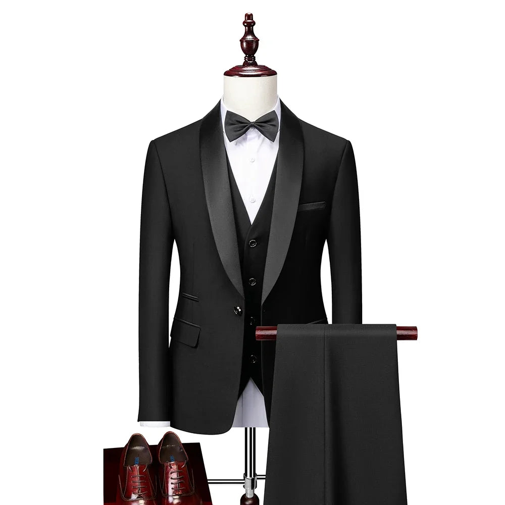 Men's Skinny Fit 3-Piece Tuxedo Suit | Slim Fit Groom & Prom Blazer Set by BlazerBoyz