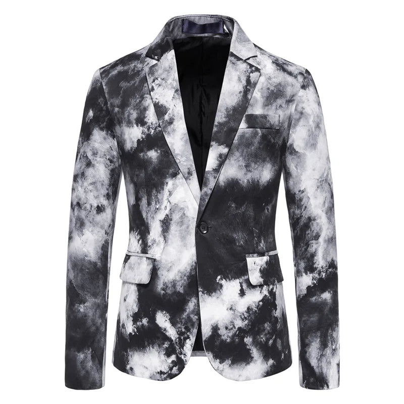 Men’s Printed and Dyed Floral Suit Jacket | Fashionable Blue/Black Blazer by BlazerBoyz