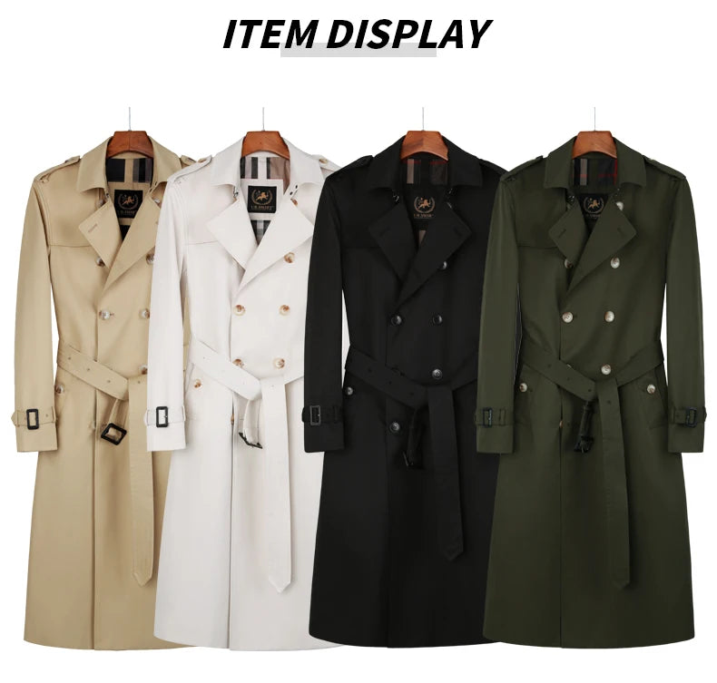 Men's Long Double-Breasted Trench Coat | Over-the-Knee Business Windbreaker for Spring & Autumn by BlazerBoyz