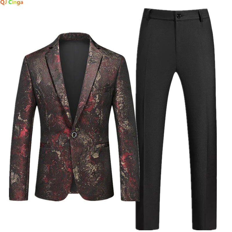 Men's Slim Fit Suit Set | Blazer & Trousers in Blue, Red, Black | Sizes M-6XL by BlazerBoyz