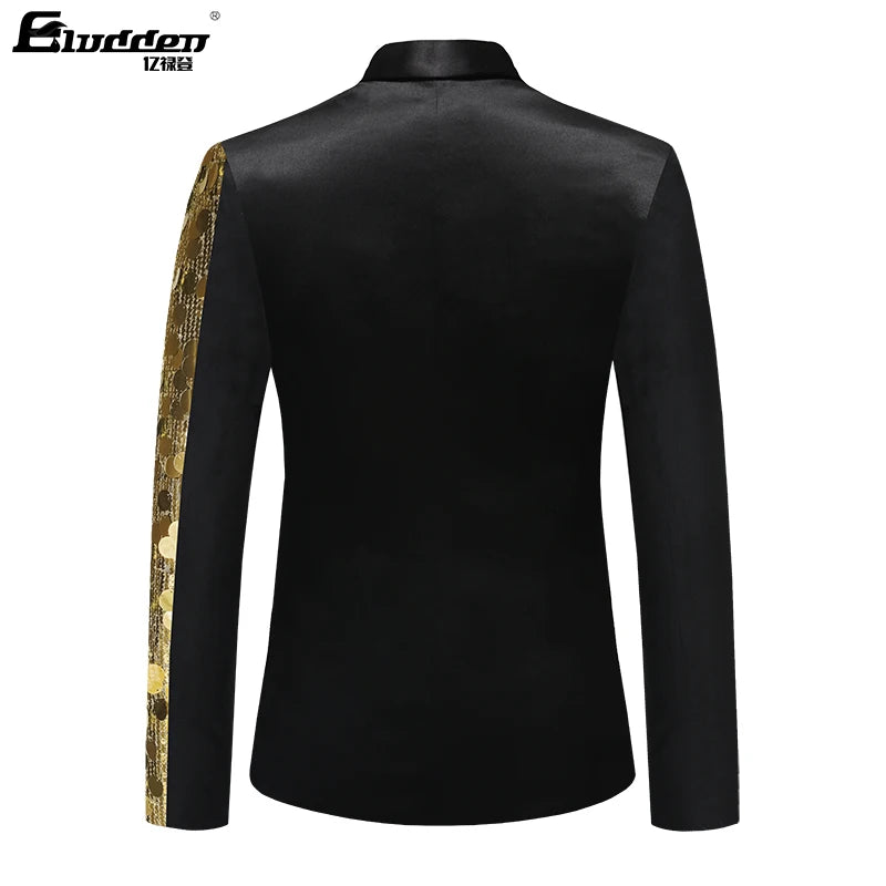 Single-Breasted Leopard Sequin Suit Jacket